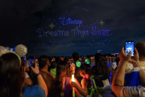 Featured image for ““Disney Dreams That Soar Presented by AT&T” Nighttime Drone Show Takes Flight Above Disney Springs at Walt Disney World Resort”